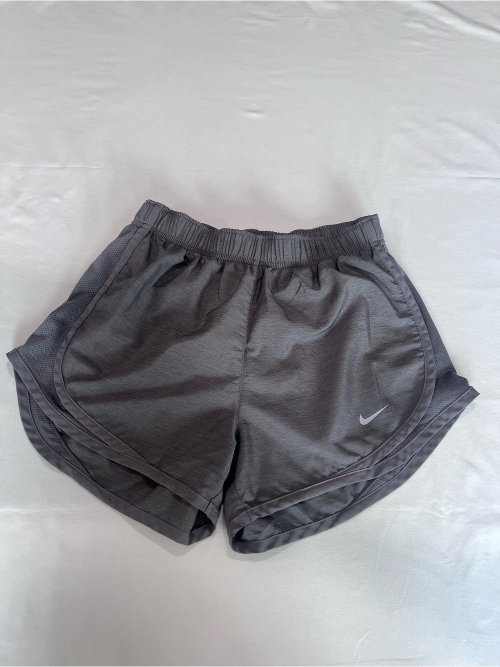 Women's Grey Athletic Running Shorts with Elastic Waistband